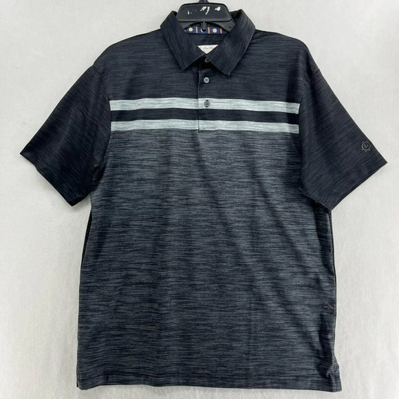 Ben Hogan Polo Shirt Mens Sz M Gray Striped Performance Golf Short Sleevess - Picture 1 of 14